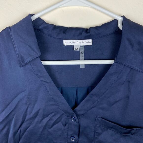 Young Fabulous & Broke Button-Up Blouse - Navy - Picture 6 of 6